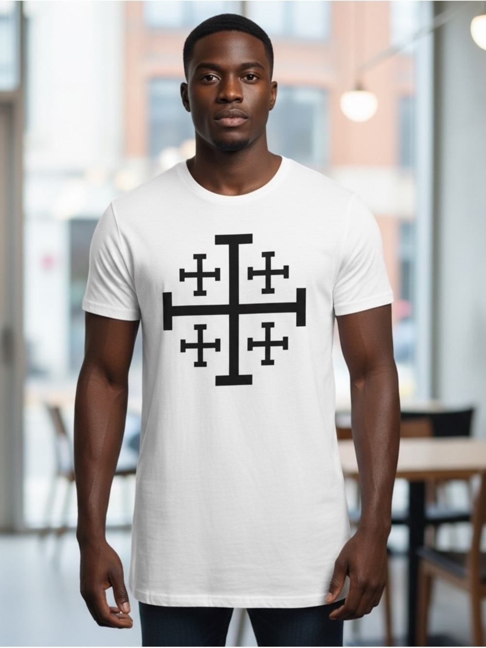 Neil Barrett Jerusalem Cross Graphic Tee White - BRAND NEW